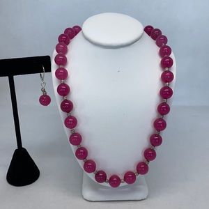Stunning magenta Jadite and sterling set